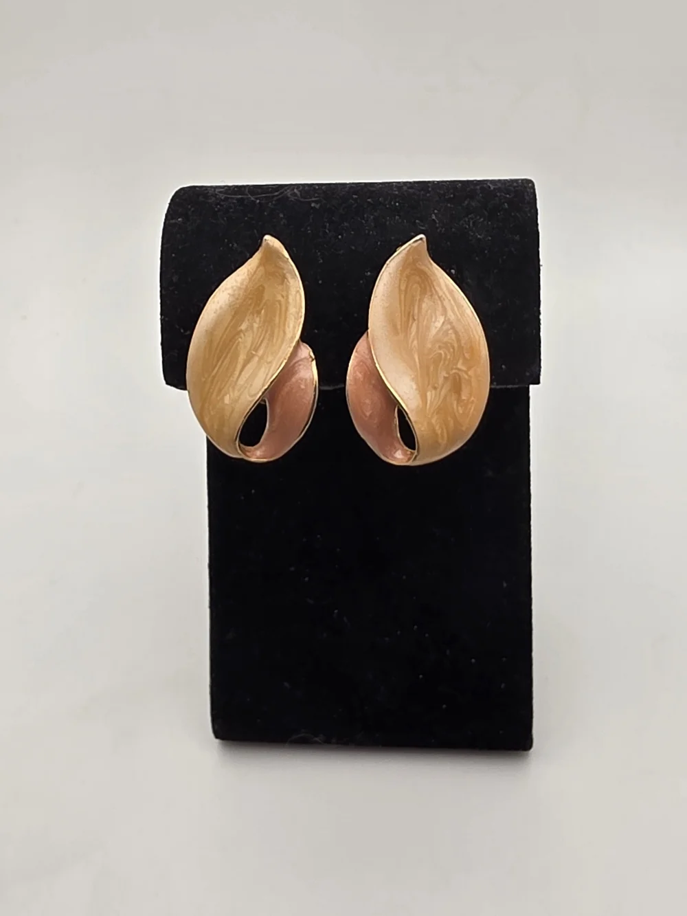 Peach Abstract Clip On Earrings